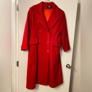 Vintage Woolrich 100% Wool Petite Red Long Coat Size 8